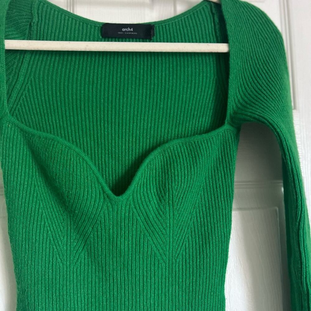 arch4 Cashmere Coco Midi Dress in Emerald Green XS stretch ribbed bodycon - Picture 10 of 16
